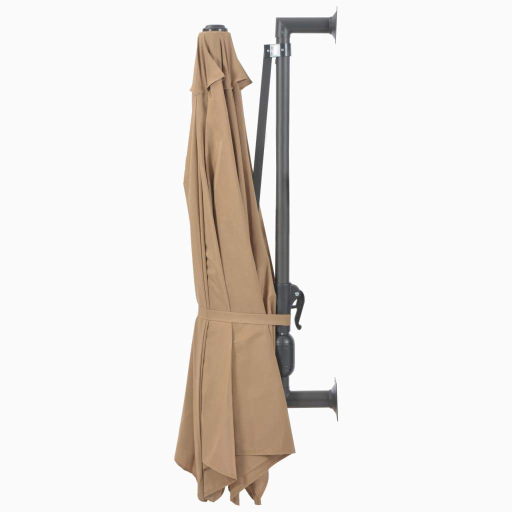 Wand-Sonnenschirm 300 cm Polyester mit Kurbel 8 Rippen Taupe - Bild 4