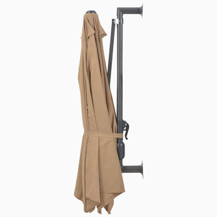 Wand-Sonnenschirm 300 cm Polyester mit Kurbel 8 Rippen Taupe - Bild 4