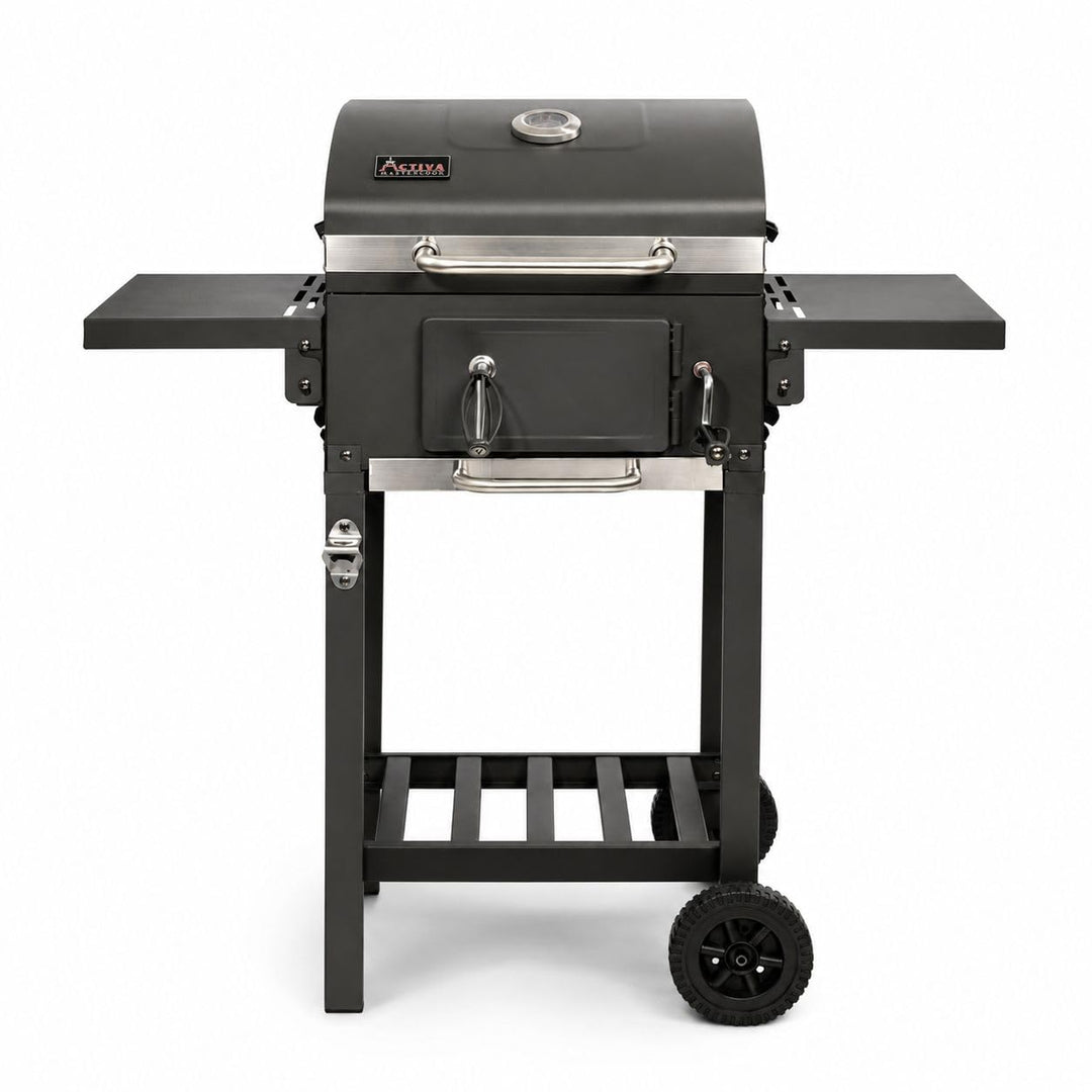 Holzkohlegrill mit Deckel Gusseisen-Rost höhenverstellbar Grillwagen