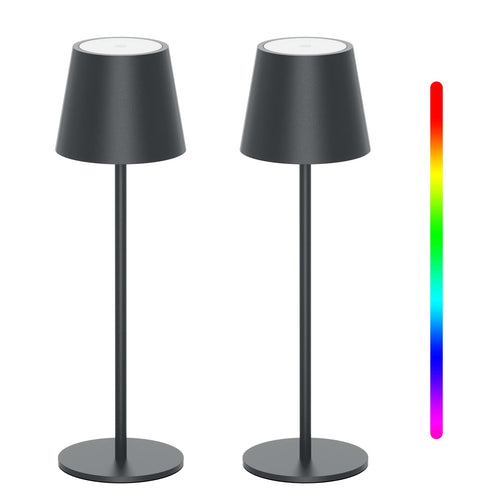 Akku-Tischlampe RGB kabellos Aluminium IP54 2er-Set anthrazit