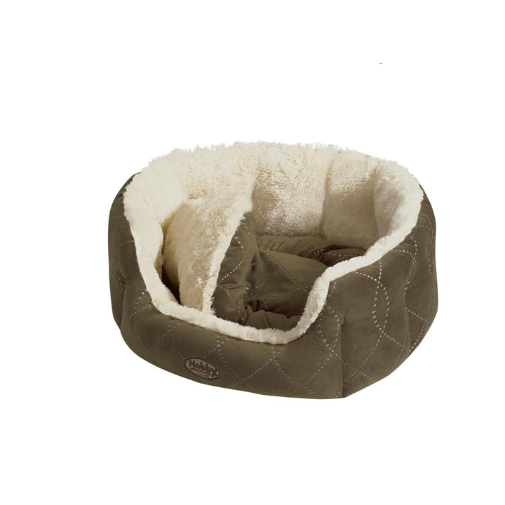 Hundebett oval mit Wendekissen Softplüsch 66x57x22 cm braun