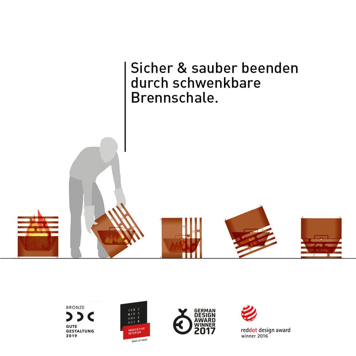 Feuerkorb Corten-Stahl 4-in-1 mit Löschfunktion für Garten - Bild 2