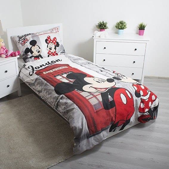 Kinderbettwäsche Mickey &amp; Minnie London Baumwolle 140x200 cm - Bild 2