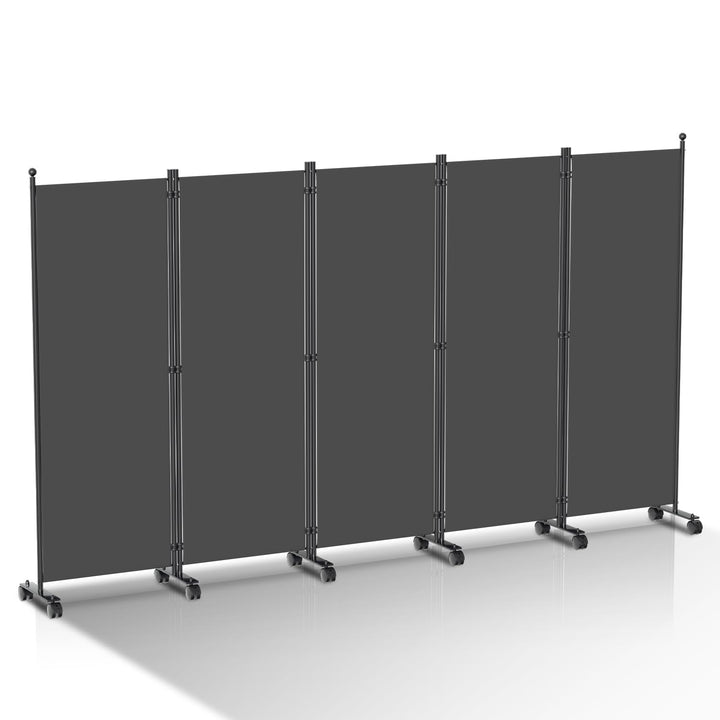 Paravent Raumteiler auf Rollen 5-teilig 284x181 cm Anthrazit faltbar
