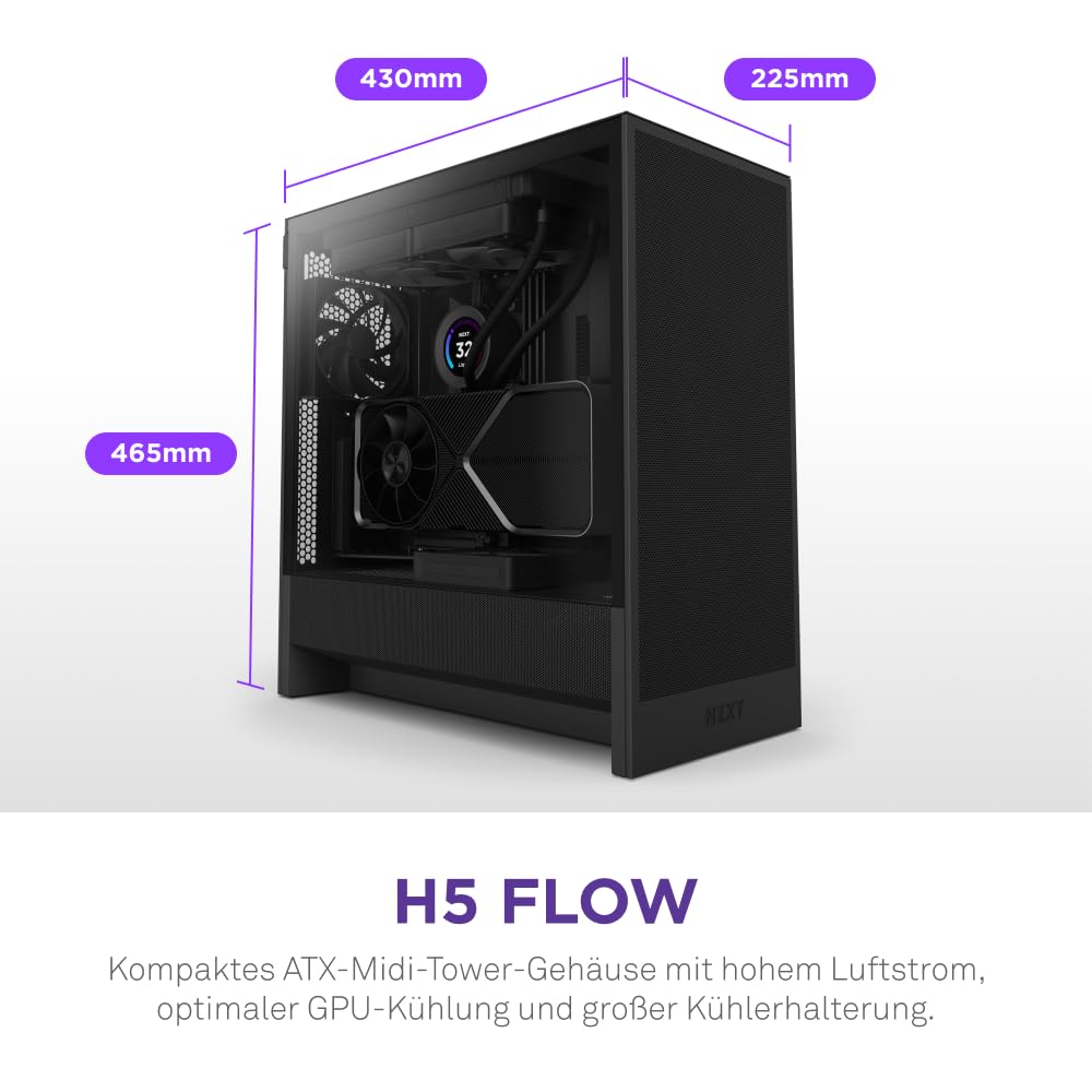 Mid-Tower ATX PC-Gehäuse Schwarz mit Mesh-Front und Glasscheibe - Bild 2