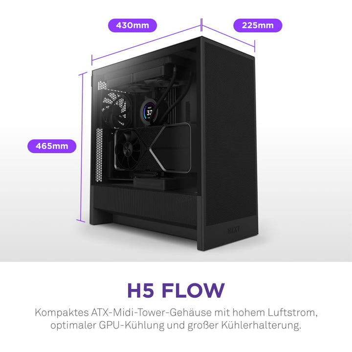 Mid-Tower ATX PC-Gehäuse Schwarz mit Mesh-Front und Glasscheibe - Bild 2