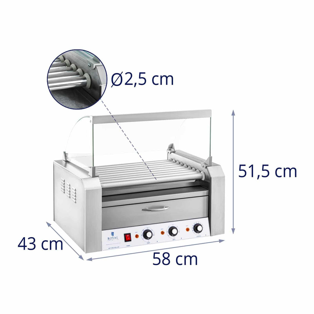 Hot-Dog-Grill Edelstahl 9 Rollen 2 Heizzonen Wärmeschublade 1850W - Bild 7