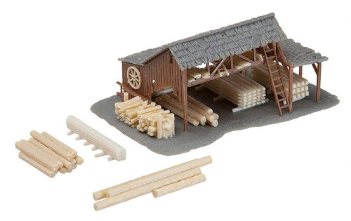 Holzlager Modellbau Spur N mit Stämmen und Balken Epoche II