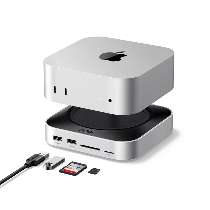 Mac mini Docking Station M.2 NVMe Slot 7 Ports SD-Kartenleser Silber