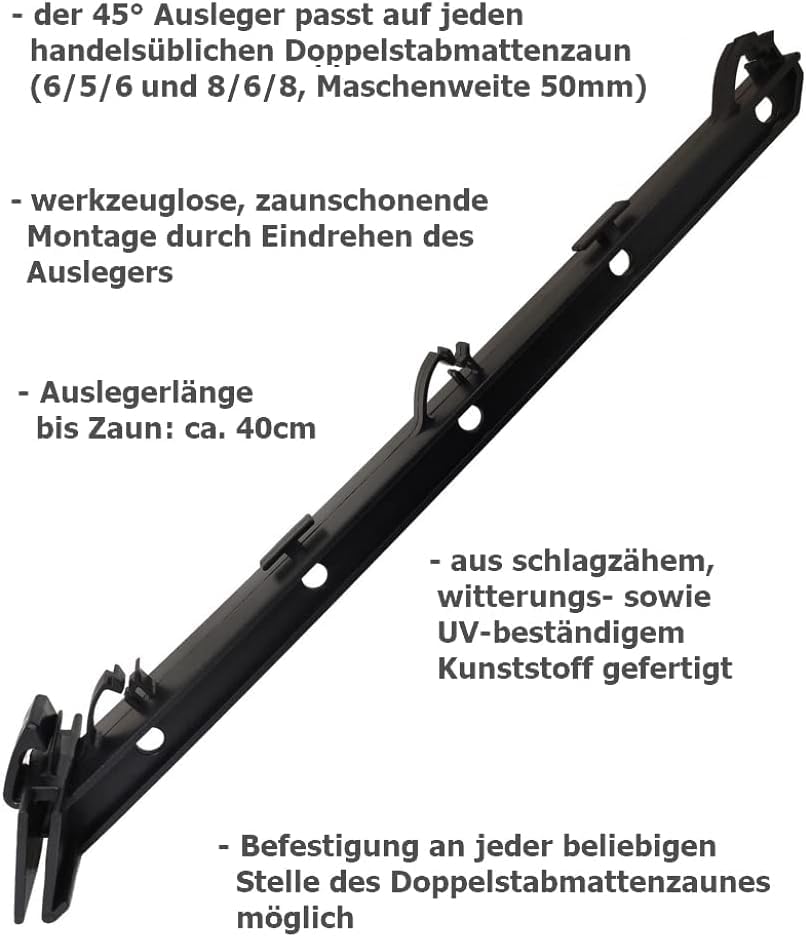 Überkletterschutz Doppelstabmattenzaun 45° Ausleger 10er-Set schwarz - Bild 3