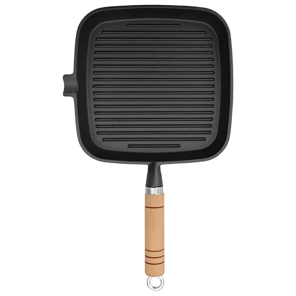 Gusseisen Grillpfanne quadratisch 20x20 cm mit Holzgriff - Bild 5