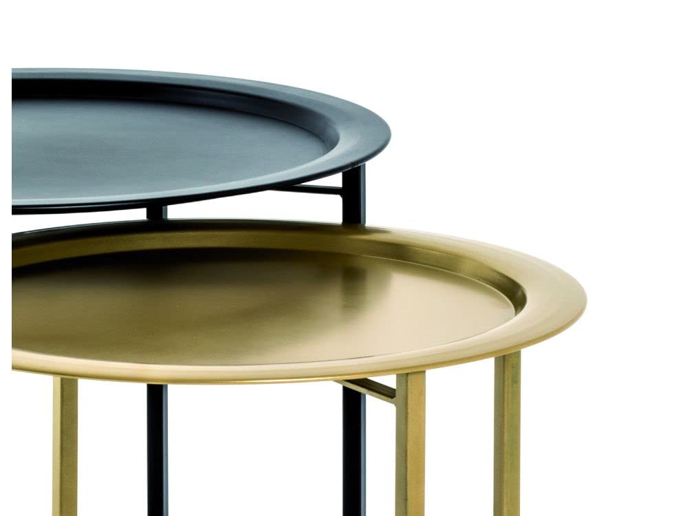Beistelltisch rund 2er-Set Metall Gold Schwarz Art Déco 44/49 cm - Bild 3