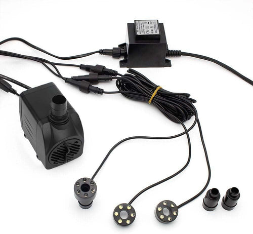 Springbrunnenpumpe mit LED-Ring 25W 1500 l/h für Teich und Bachlauf
