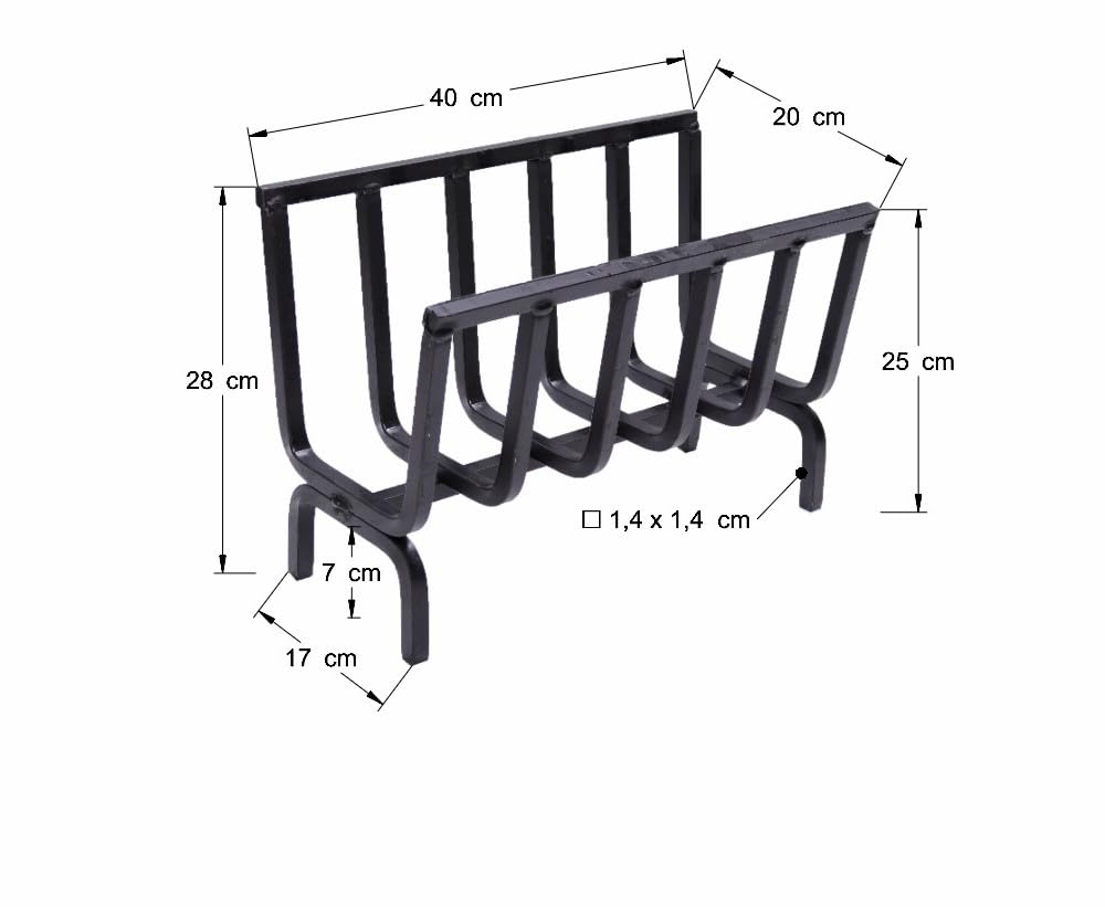 Holzrost Eisen für Kamin und Grill 40x20x28 cm schwarz - Bild 2