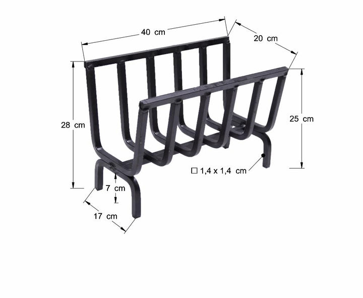 Holzrost Eisen für Kamin und Grill 40x20x28 cm schwarz - Bild 2