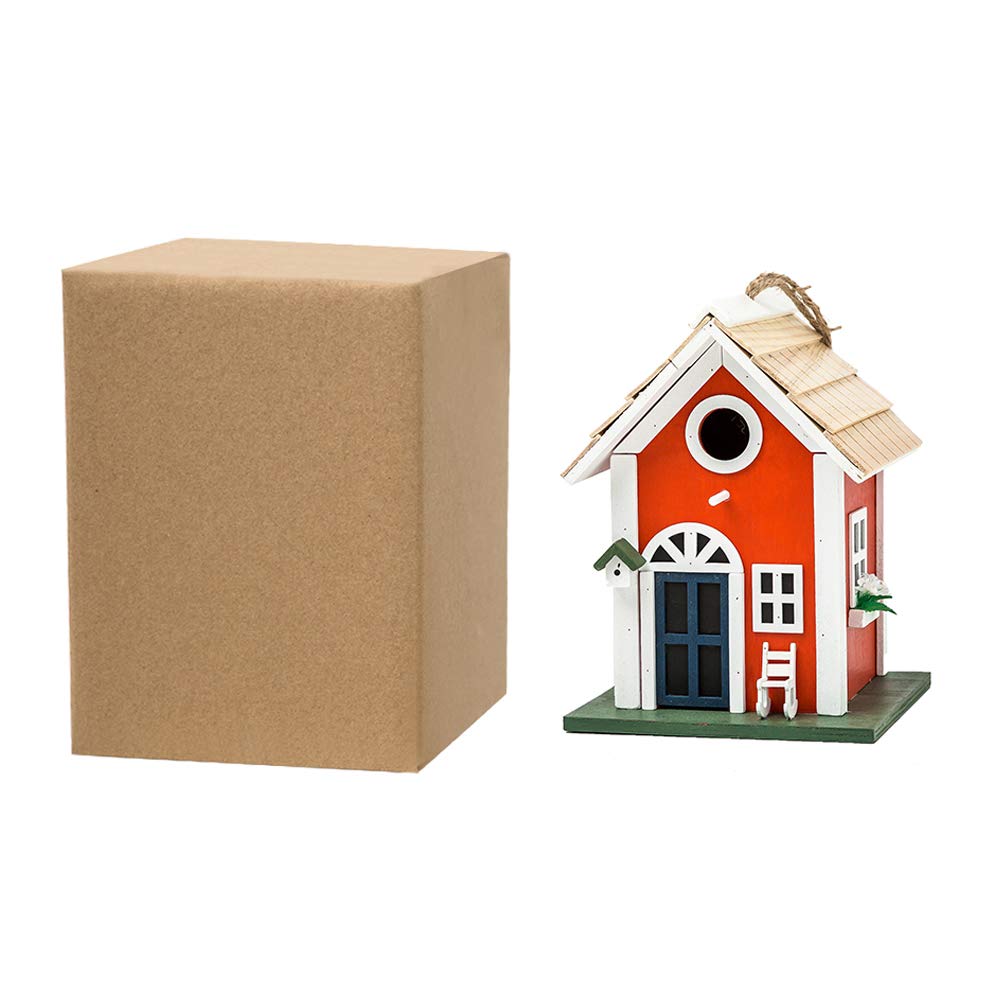 Vogelhaus Holz hängend rot 18,5x18,5x24,6 cm für Garten - Bild 8