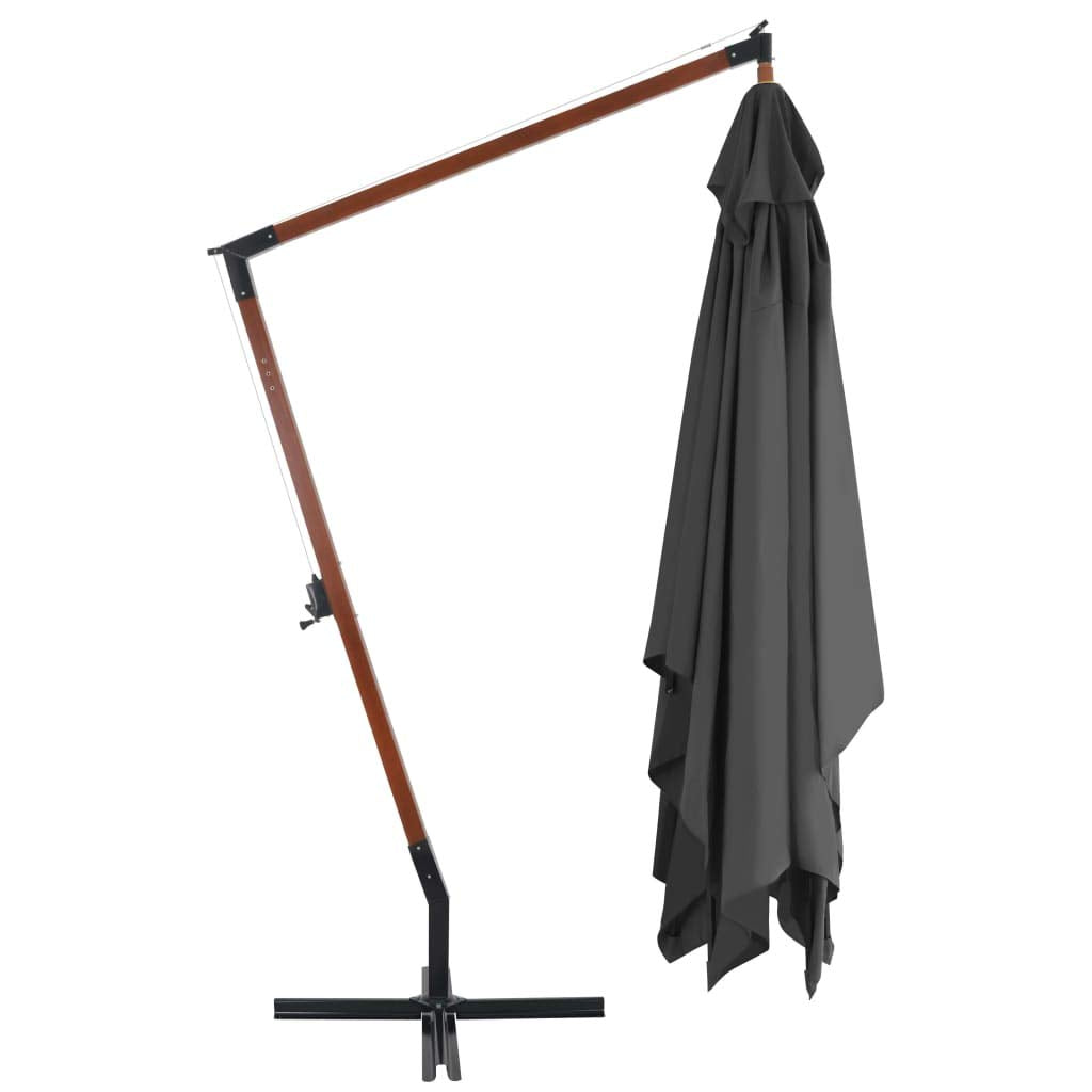 Ampelschirm Rechteckig 400x300 cm Polyester Anthrazit mit Holzmast - Bild 4