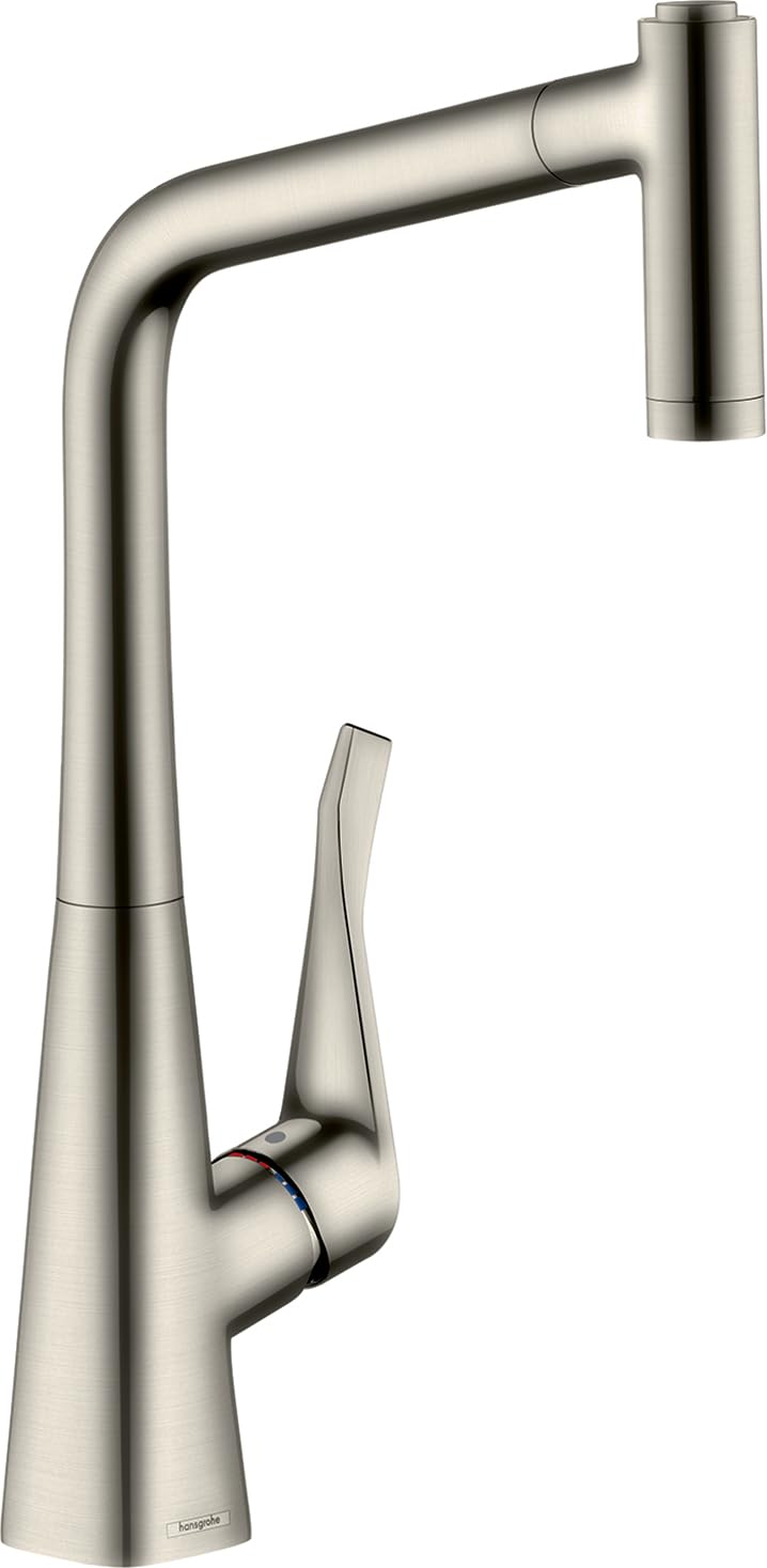 Küchenarmatur Einhebel ausziehbar Edelstahl 320mm Schwenkauslauf