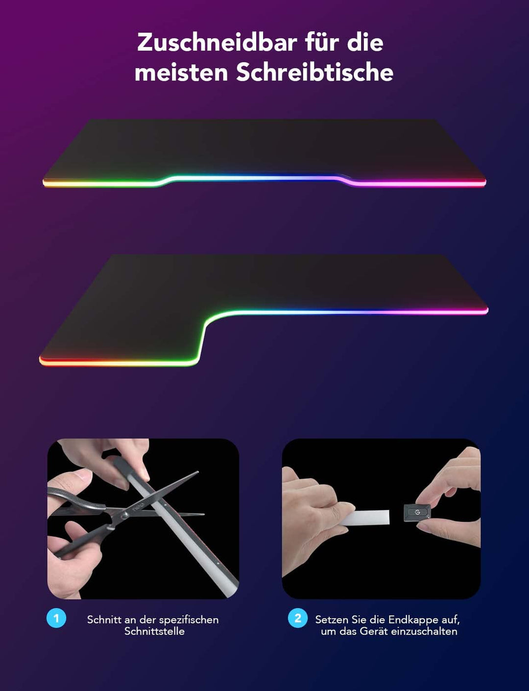 Gaming LED Neon Strip RGBIC 3m blendfreilich für Schreibtisch - Bild 4