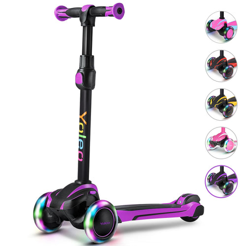 Kinderroller mit Leuchträndern 4-fach höhenverstellbar 61–81 cm violett