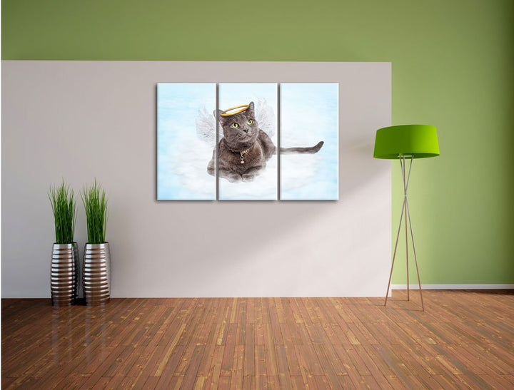 Leinwandbild 3-teilig Katzen-Engel auf Wolke 120x80 cm - Bild 4