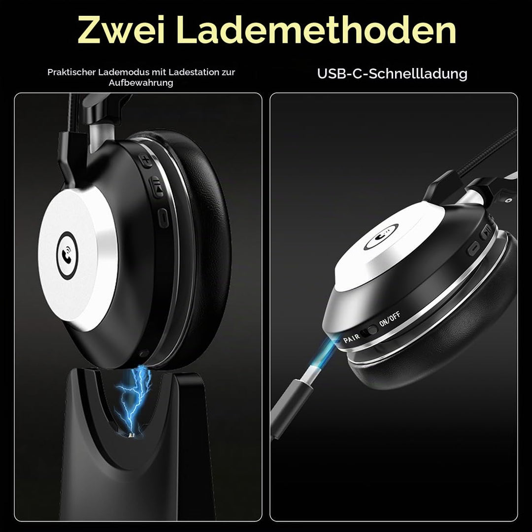Bluetooth Headset mit Mikrofon USB-Dongle und Ladestation für PC - Bild 4