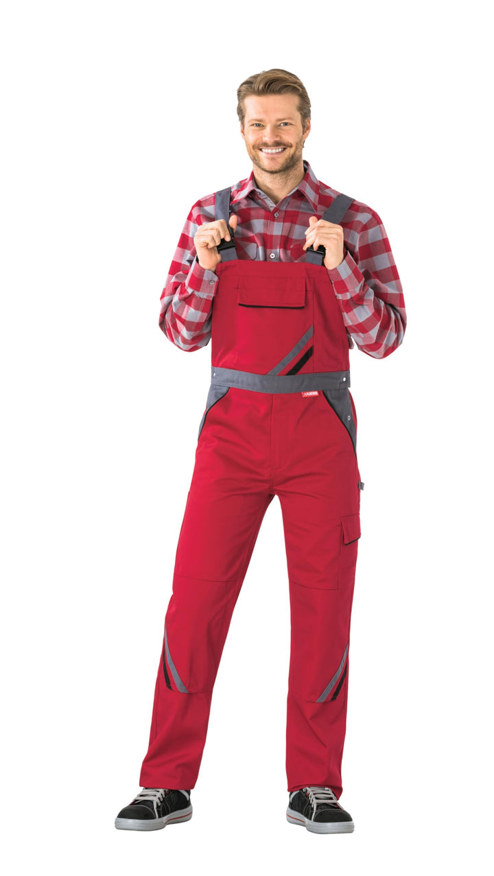 Latzhose Herren Arbeitskleidung mit Knietaschen rot/schiefer/schwarz - Bild 5