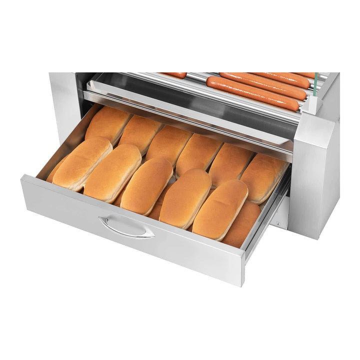 Hot-Dog-Grill Edelstahl 9 Rollen 2 Heizzonen Wärmeschublade 1850W - Bild 5