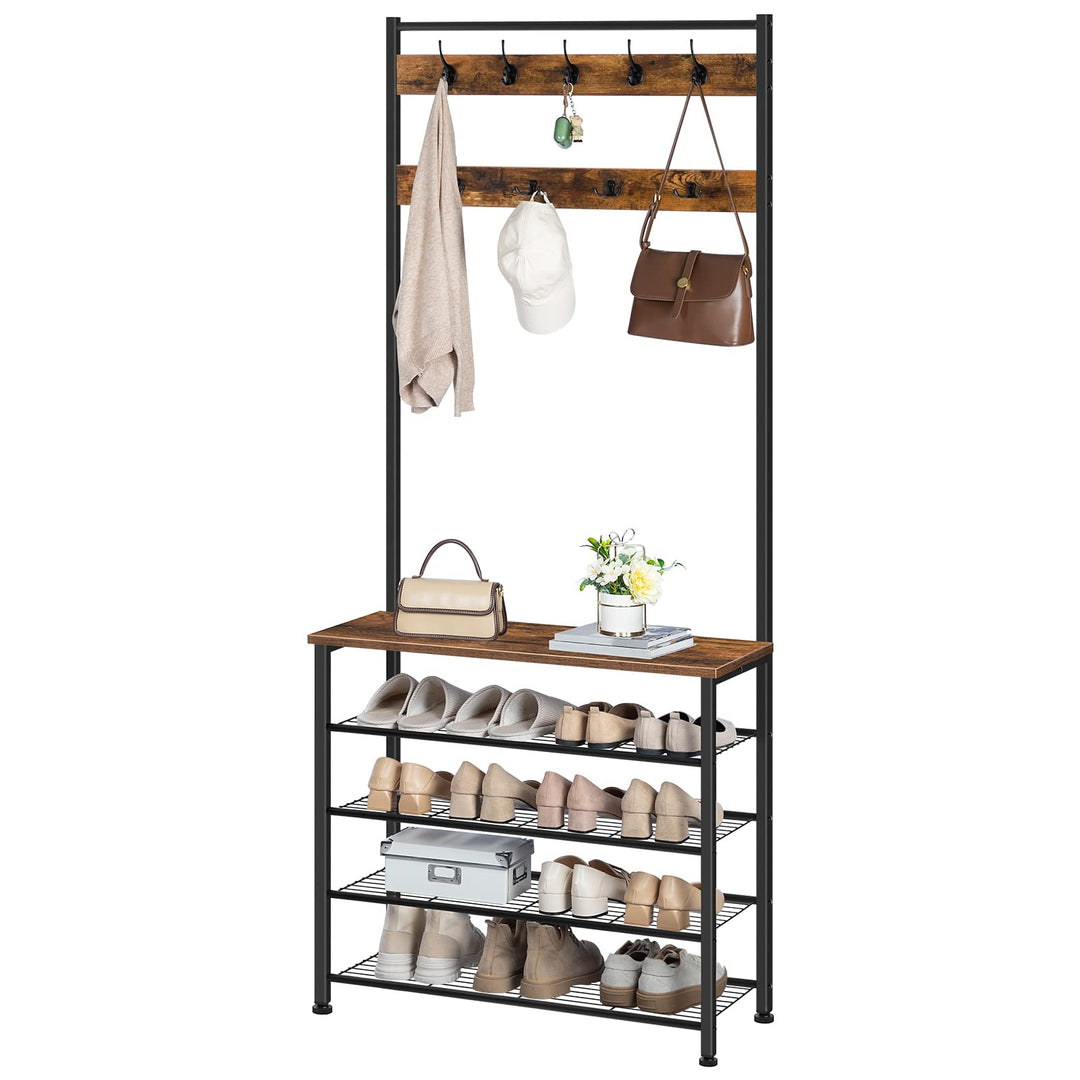 Garderobenständer mit Schuhregal 5 Ebenen Industrie-Design Flur - Bild 9