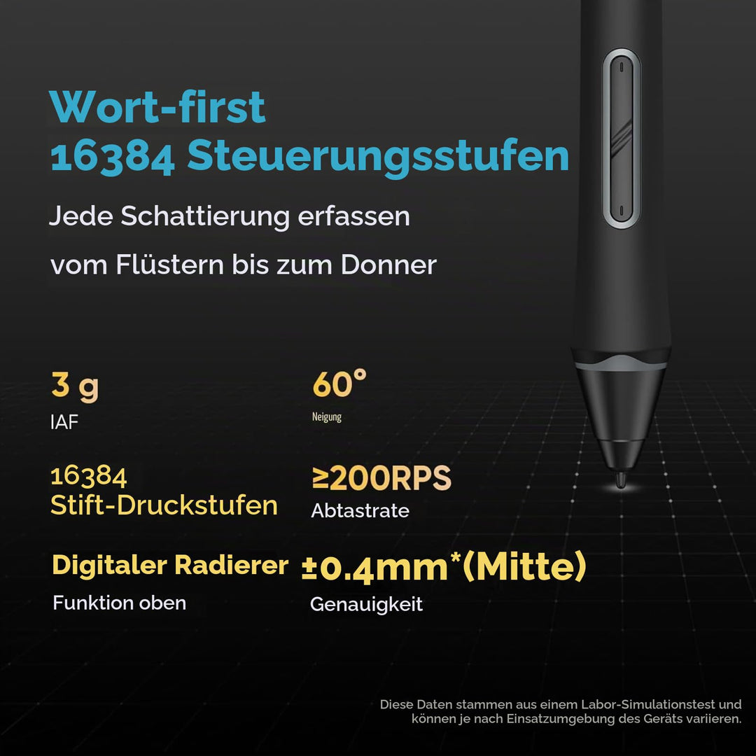 Grafiktablett mit Display 13,3 Zoll 8192 Druckstufen 8 Schnelltasten - Bild 2