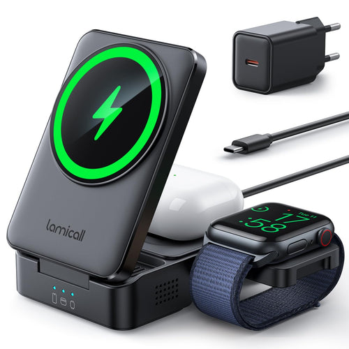 3-in-1 Ladestation MagSafe faltbar 15W fuer iPhone Watch AirPods