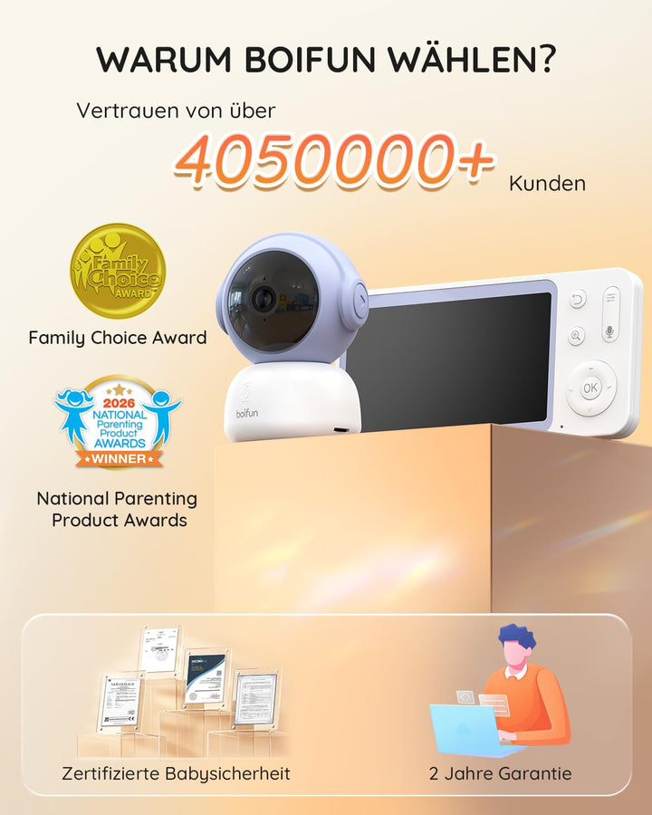 Babyphone mit Kamera 2K/3MP WLAN 5-Zoll-Monitor mit App iOS Android - Bild 2