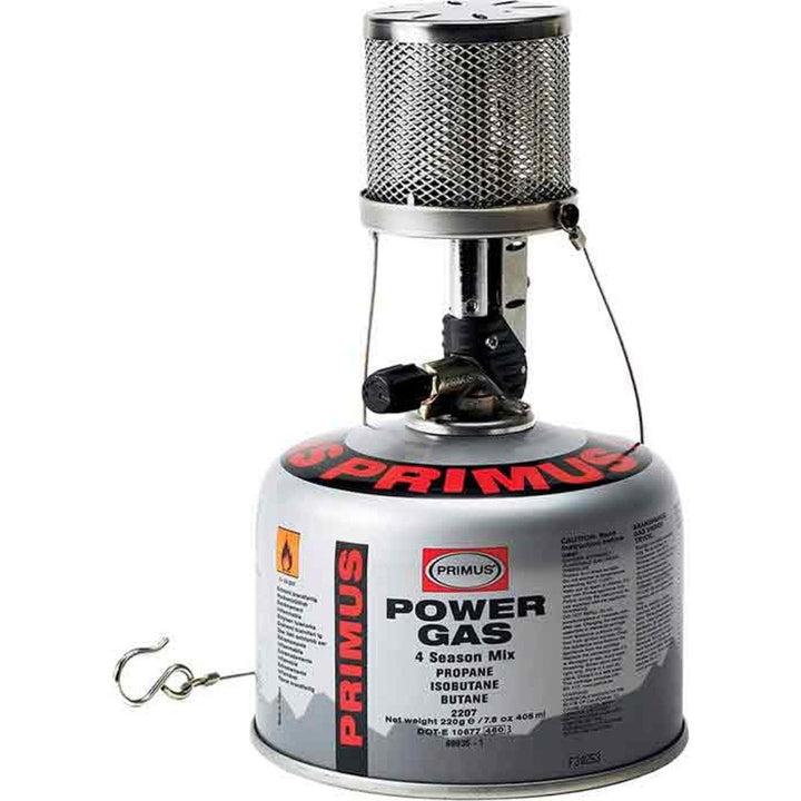 Gaslaterne Camping Piezozündung Edelstahlgitter 360 Lumen kompakt