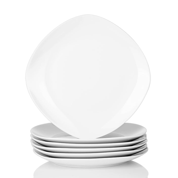 Speiseteller Set Porzellan Eckig 6 Personen 24,8 cm Weiss