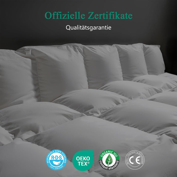 Ganzjahres-Daunendecke 200x200 Gänsedaunen RDS-zertifiziert Baumwolle - Bild 6