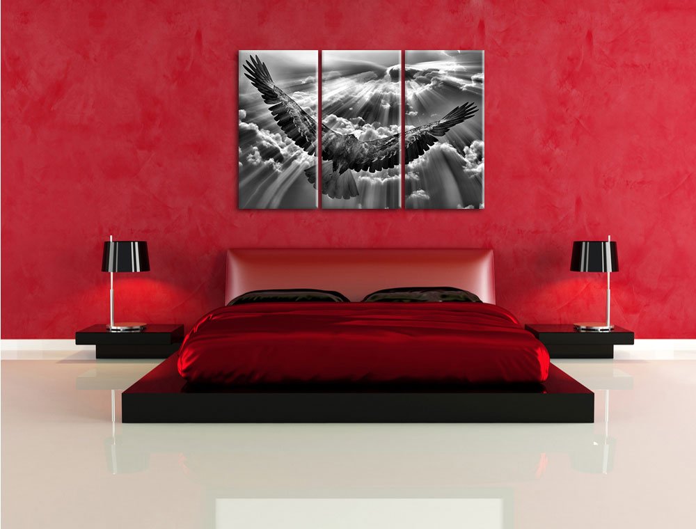 Leinwandbild Adler Wolken 3-teilig 120x80cm Echtholzrahmen - Bild 3