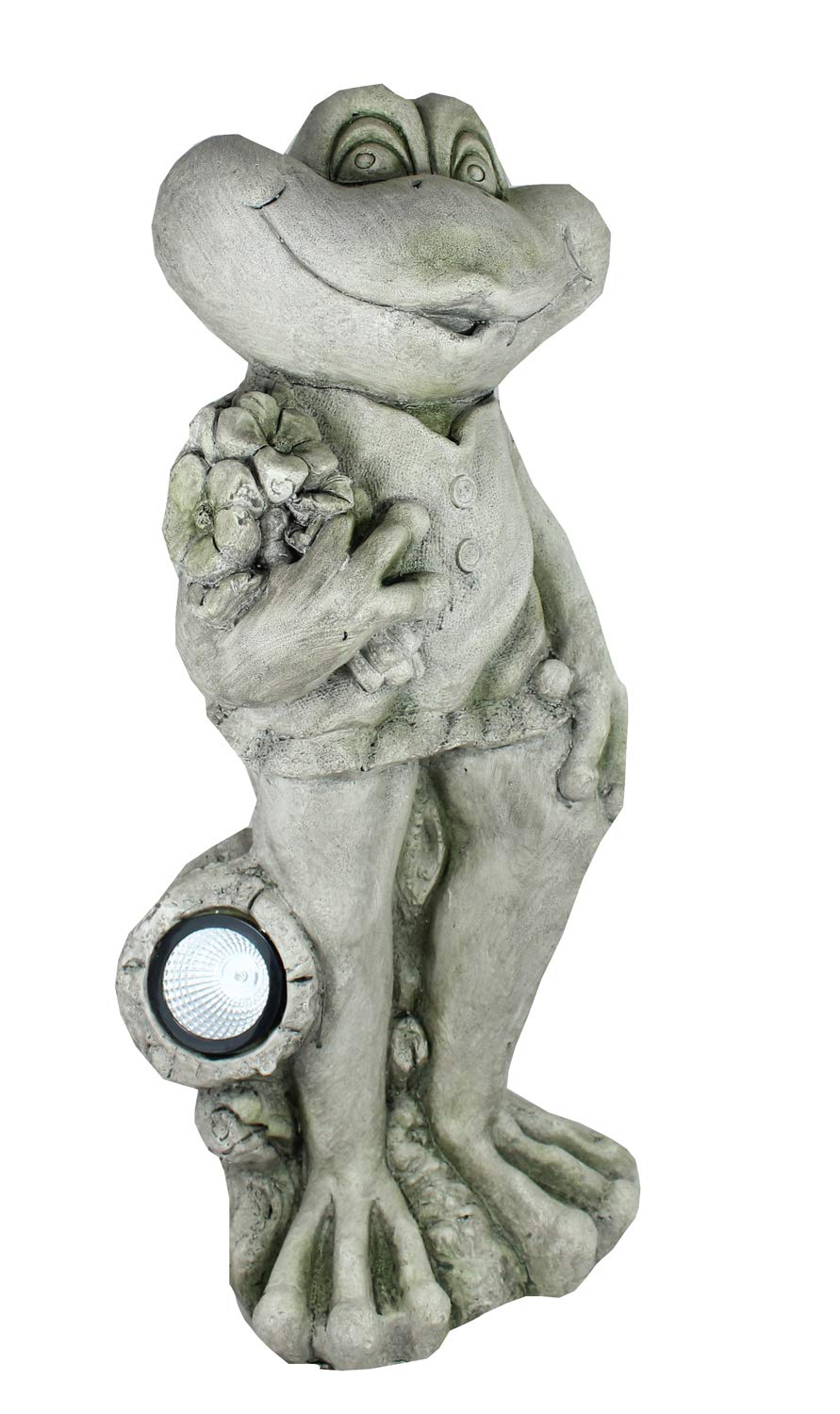 Solar Gartenfigur Frosch 66 cm Magnesia Steinoptik LED Dämmerungssensor - Bild 3