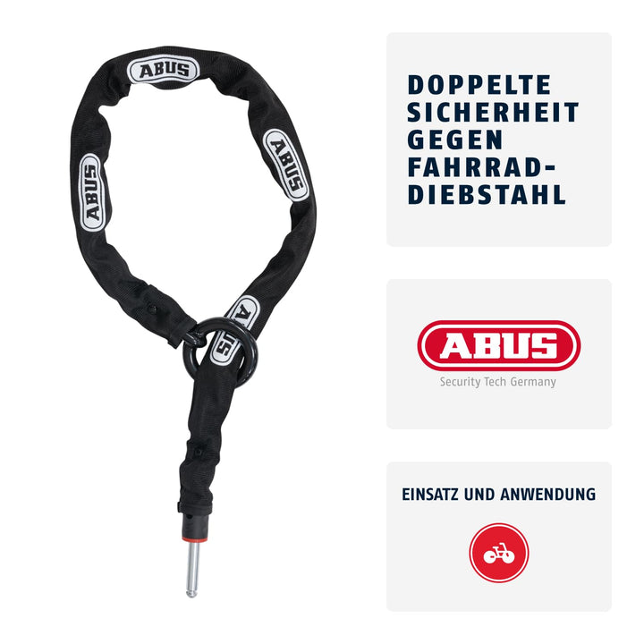 Fahrrad-Einsteckkette 6 mm Stahl mit Tasche 130 cm für Rahmenschloss - Bild 2