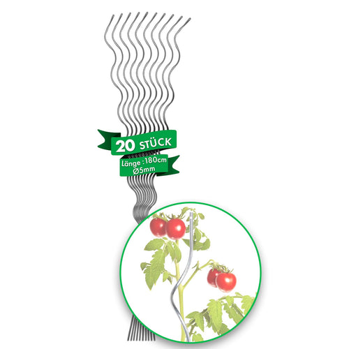 Tomatenspiralstäbe verzinkter Stahl 180 cm 20er-Set Rankhilfe