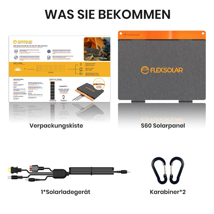 Solarpanel 60W faltbar mit USB-C PD 40W und QC3.0 für Camping - Bild 6