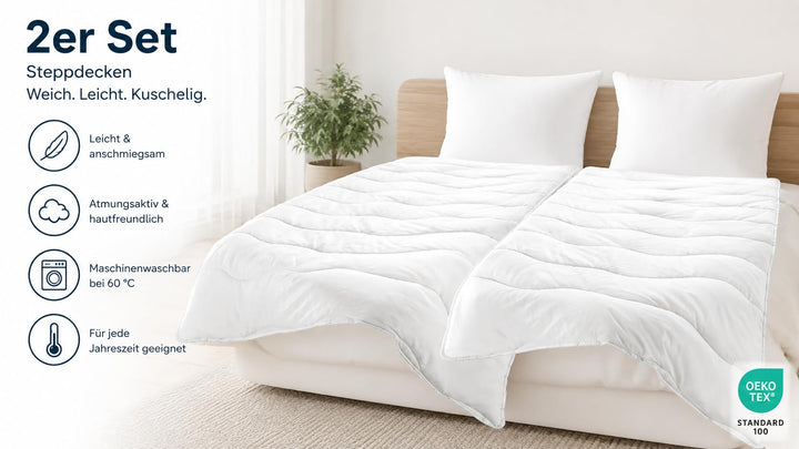 Bettdecken-Set 4-teilig 135x200 cm Mikrofaser Öko-Tex Ganzjahr - Bild 4