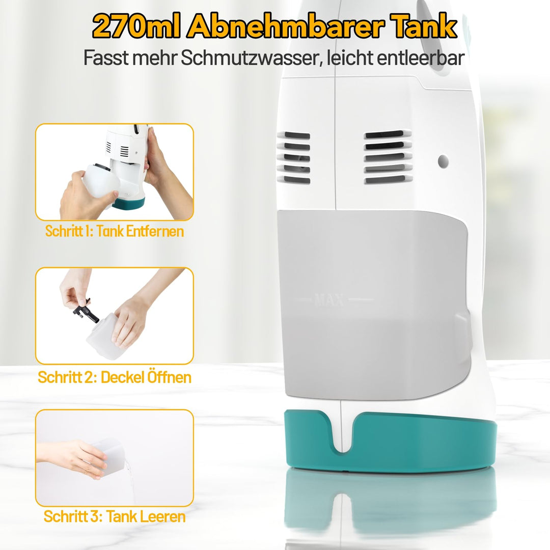Fenstersauger elektrisch 28 &amp; 17 cm Düsen 40 Min Akku streifenfrei - Bild 4