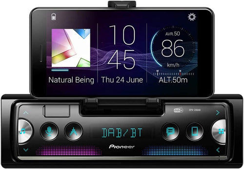 1-DIN Autoradio DAB+ Bluetooth 4x50W mit Smartphone-Halter
