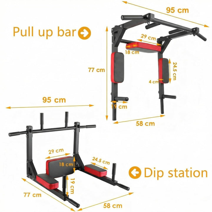 Klimmzugstange Wandmontage Stahl 200 kg Dip-Station Home Gym - Bild 3
