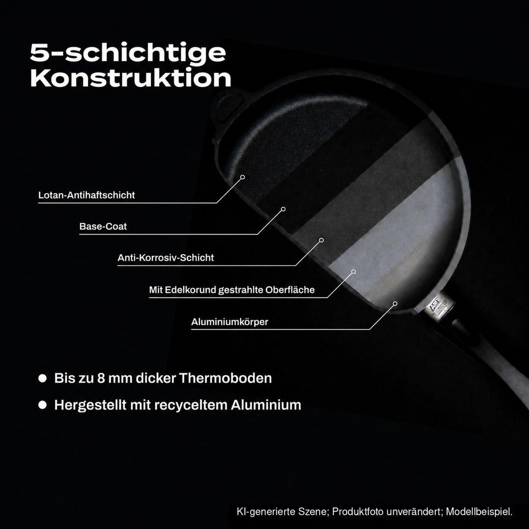 Bratpfanne Aluguss 32 cm Lotan Antihaft fester Stiel Backofenfest - Bild 8