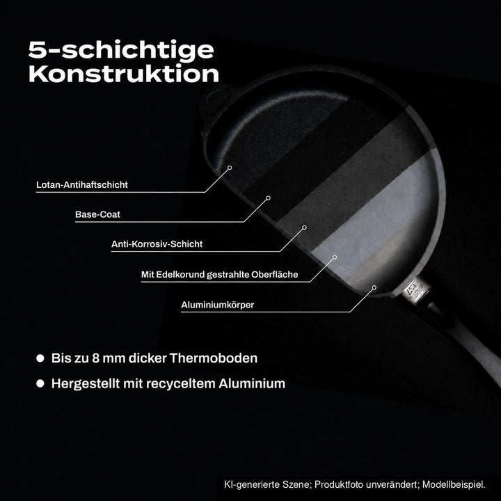 Bratpfanne Aluguss 32 cm Lotan Antihaft fester Stiel Backofenfest - Bild 8