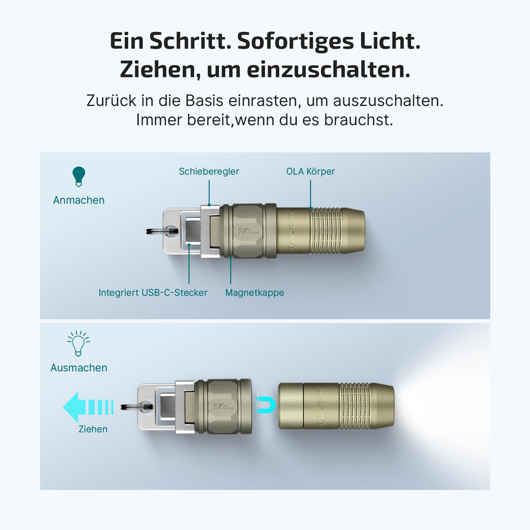 Mini Taschenlampe Schlüsselbund USB-C aufladbar 80 Lumen Aluminium - Bild 7