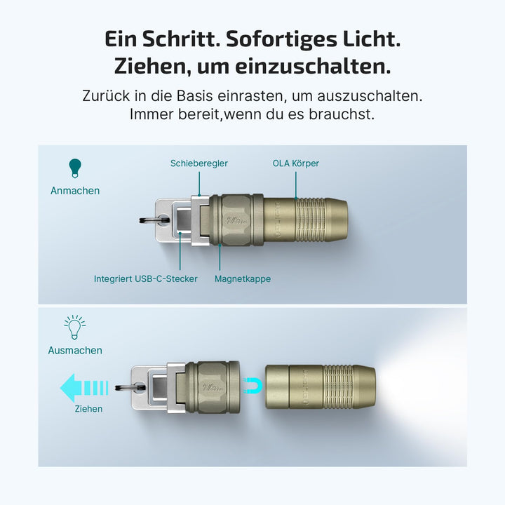 Mini Taschenlampe Schlüsselbund USB-C aufladbar 80 Lumen Aluminium - Bild 7
