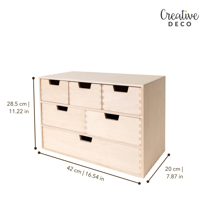 Schubladenbox Holz 6 Schubladen Organizer 42x20x28,5 cm - Bild 3