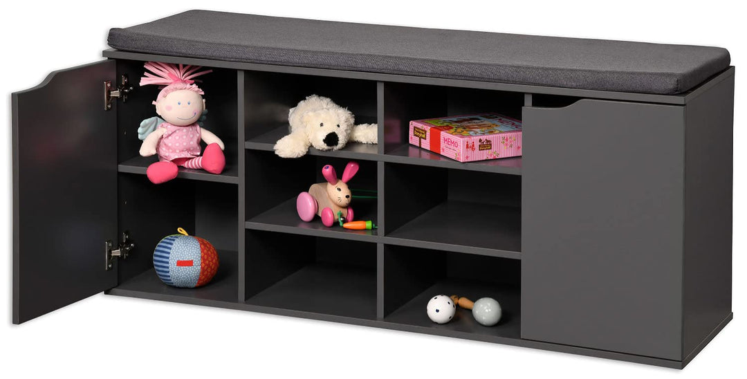 Schuhschrank mit Sitzkissen Spanplatte grau 103 cm Flur